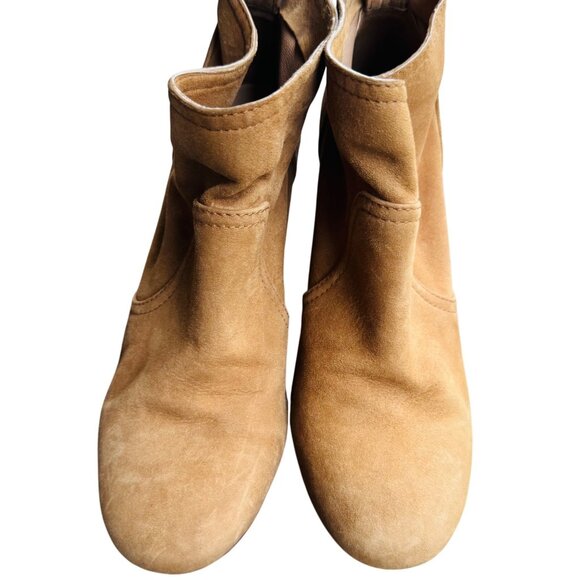 Tory Burch Women's Tan Suede Block Heel Leather Ankle Boots Size 7.5M - Picture 2 of 10